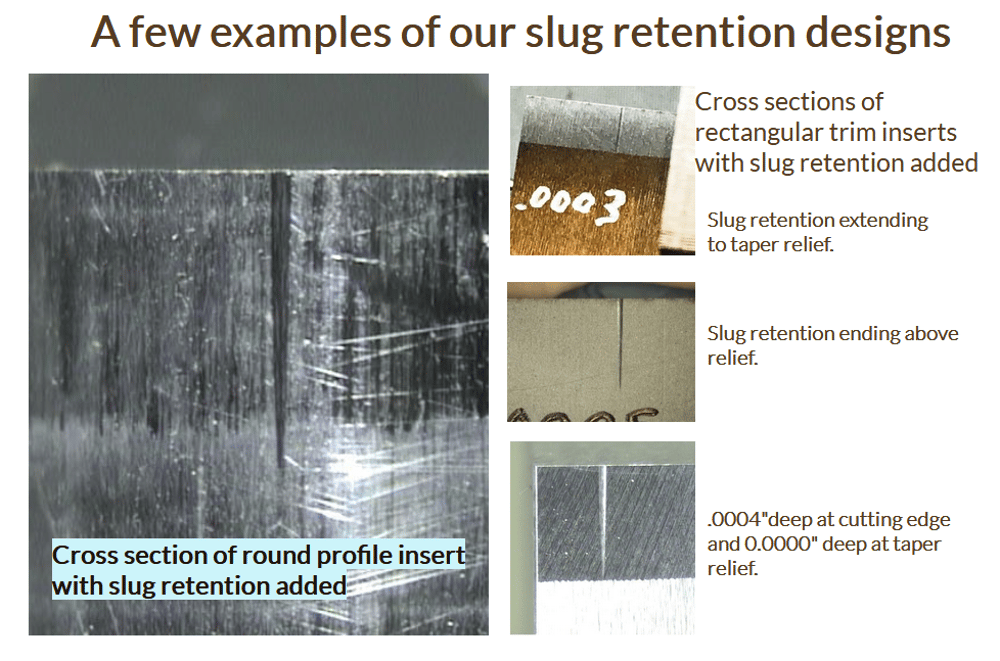 Gallery-slug retention-tapered relief-trim insert - Cooper Slug Retention
